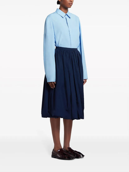 Long-Sleeve Cropped Cotton Shirt