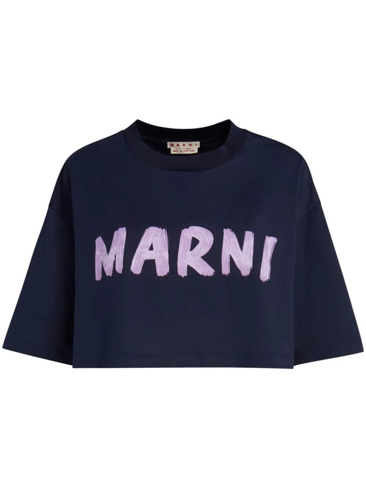 Logo-Print Cropped Cotton T-Shirt