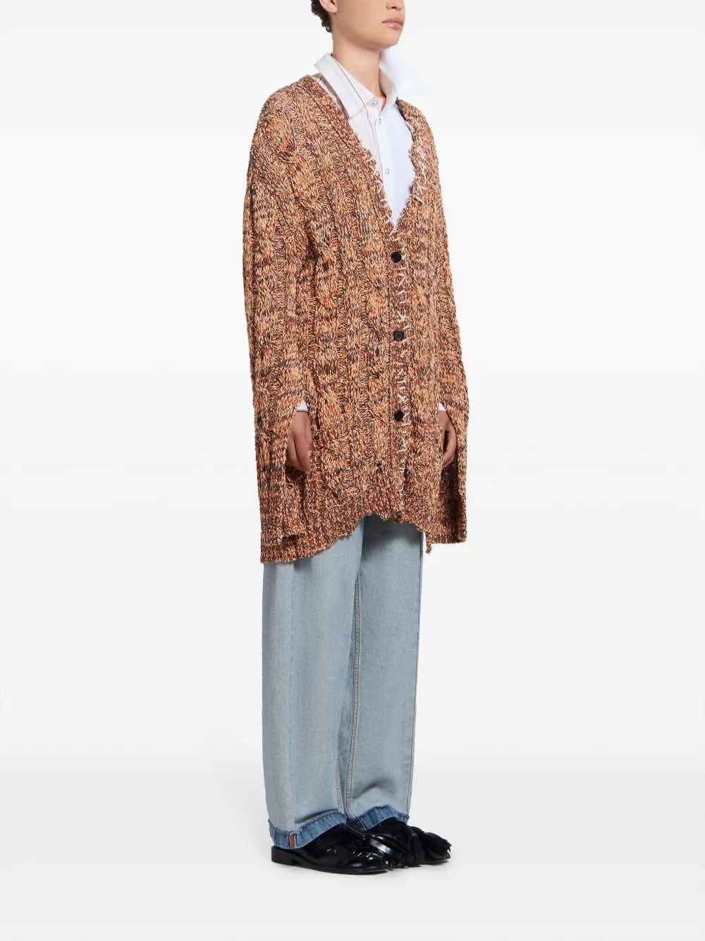 Asymmetric Striped-Pattern Shirt