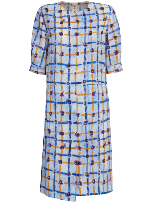 Floral-Print Asymmetric Midi Dress