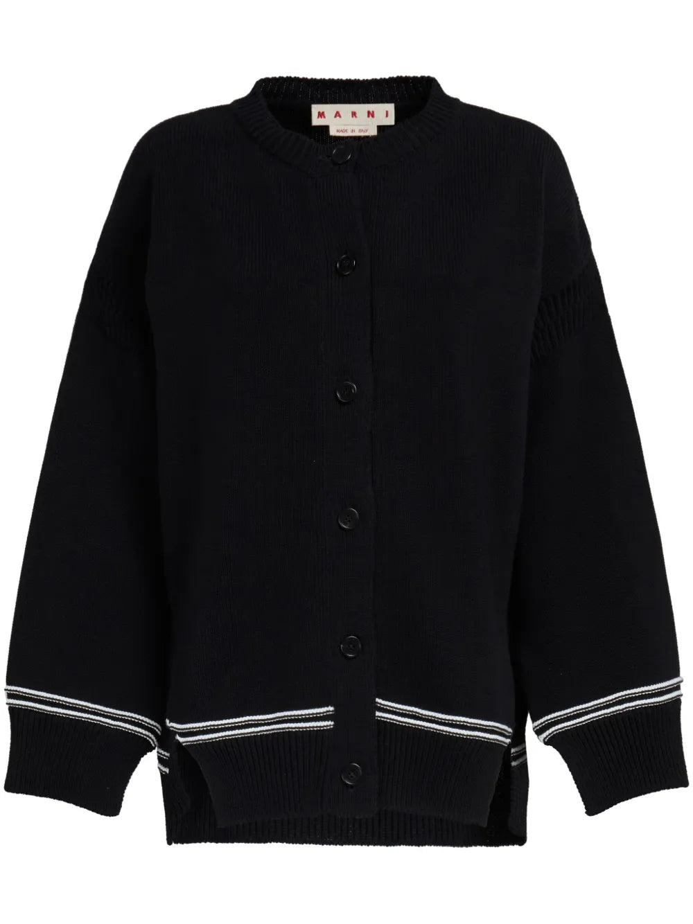 Intarsia-Knit Logo Cotton Cardigan