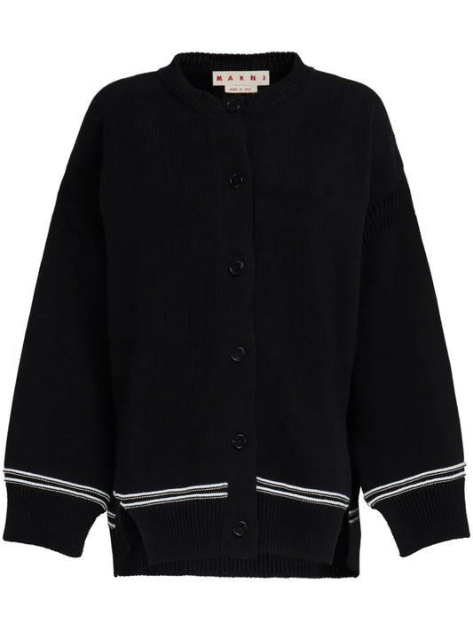 Intarsia-Knit Logo Cotton Cardigan