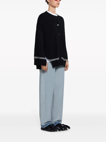 Intarsia-Knit Logo Cotton Cardigan