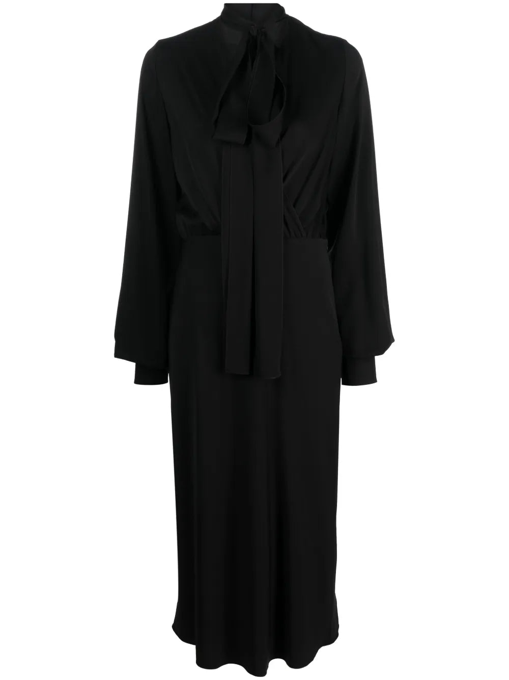 Attached-Scarf Silk-Blend Midi Dress