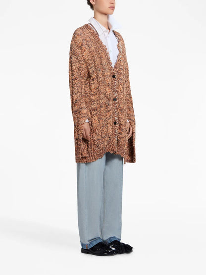 Decorative-Stitch Chunky Cable-Knit Cardigan