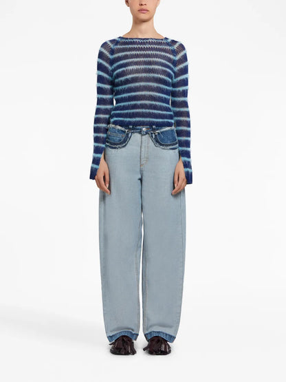 Panelled Mid-Rise Wide-Leg Jeans