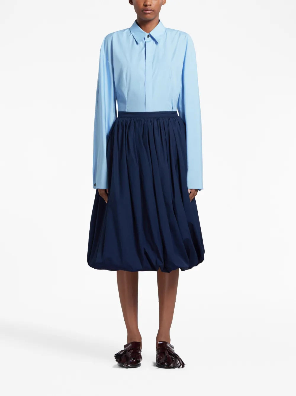 Puffball-Hem Midi Skirt