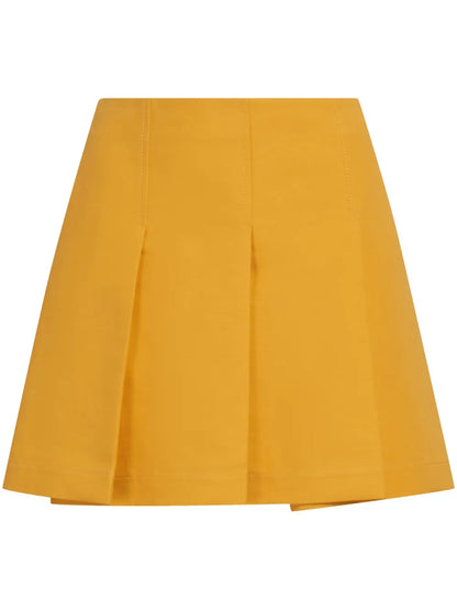 Pleated Cotton Miniskirt