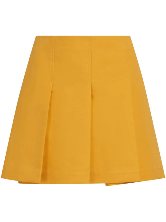 Pleated Cotton Miniskirt