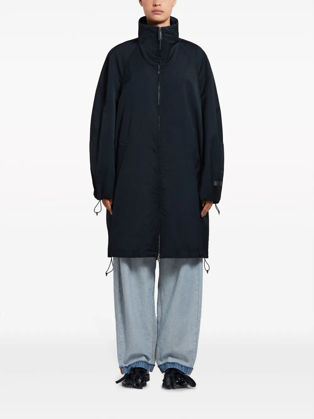 Raglan-Sleeve Zip-Up Coat