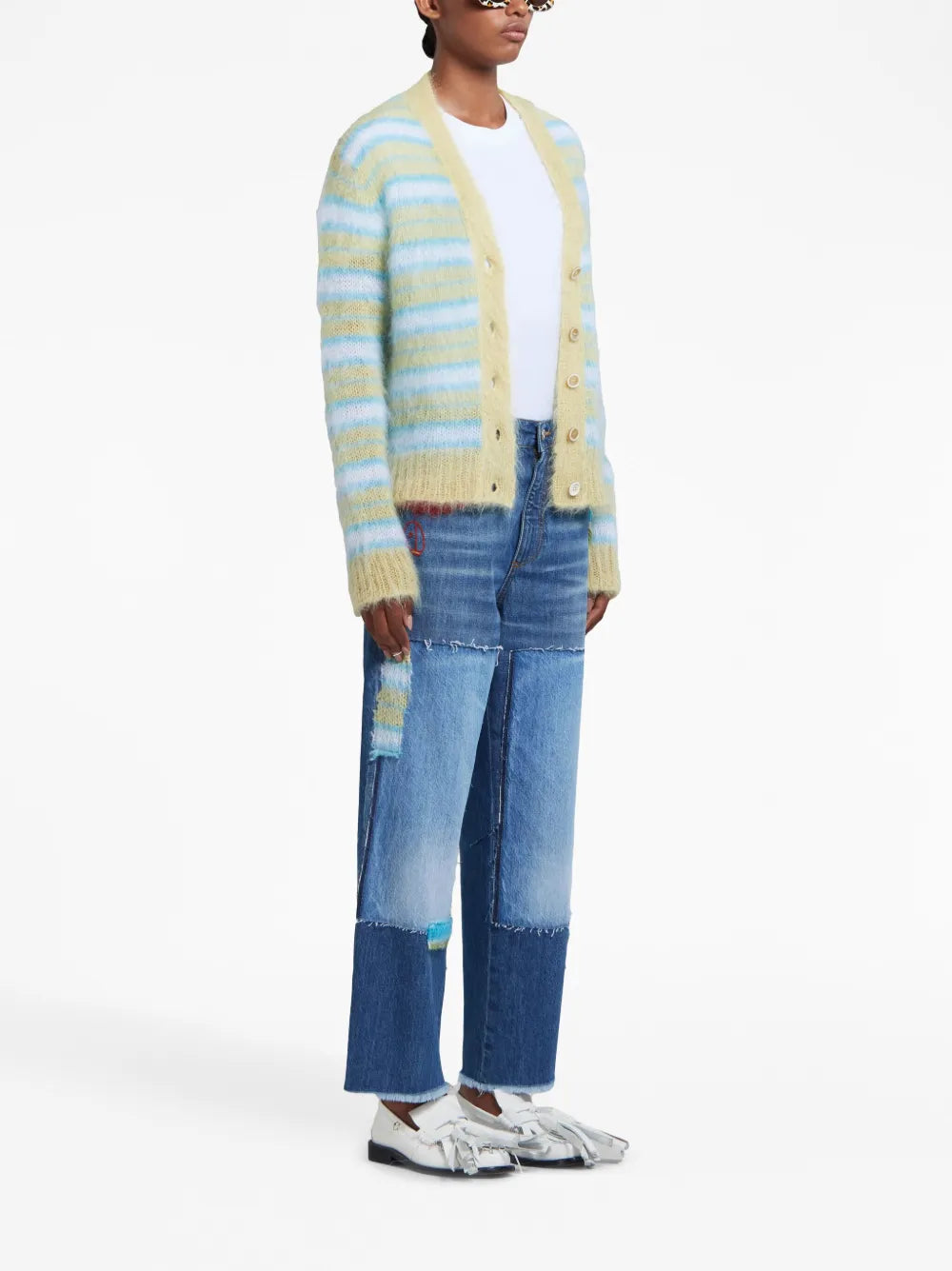 Brushed Striped-Pattern Cardigan