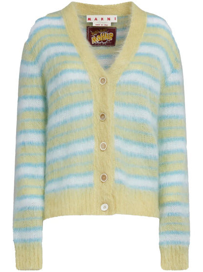 Brushed Striped-Pattern Cardigan