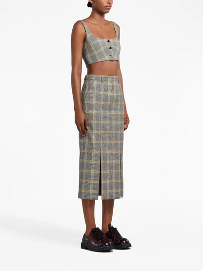 Virgin Wool-Blend Cropped Top