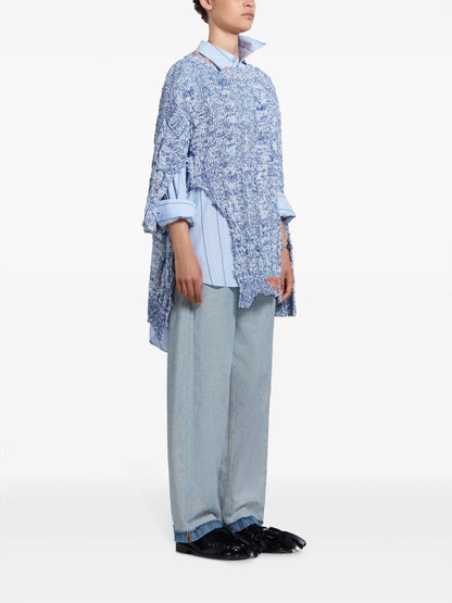 Long-Length Striped Cotton Shirt