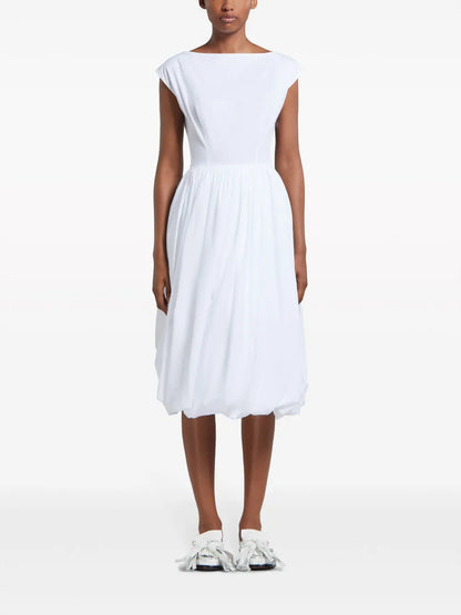 Boat-Neck Cotton Midi Dress
