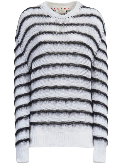 Striped Open-Knit Jumper