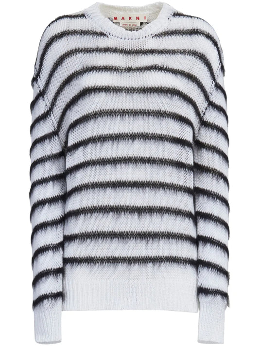 Striped Open-Knit Jumper