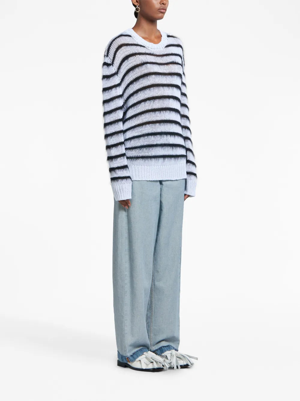 Striped Open-Knit Jumper