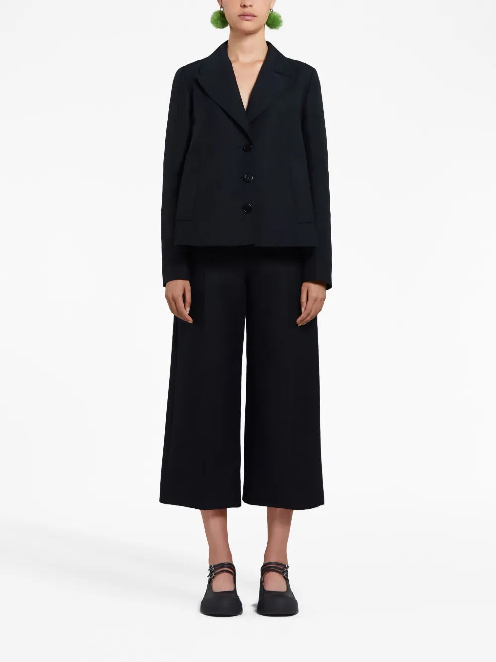 High-Waisted Cropped Cotton Trousers