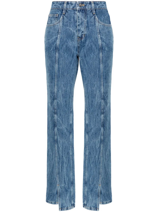 Wrinkled-Detailed Cotton Jeans