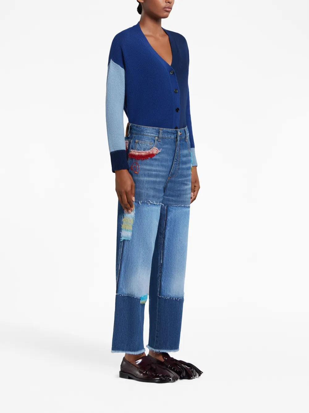 Colour-Block Cashmere Cardigan