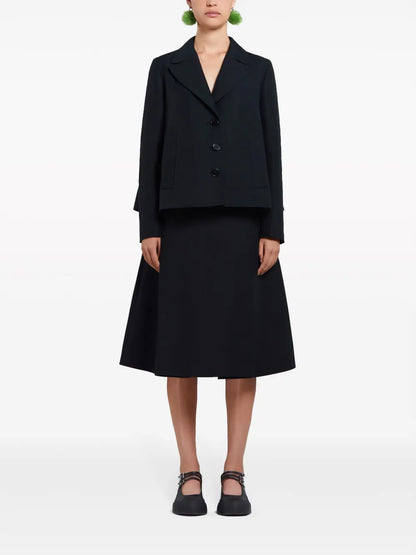Single-Breasted Cotton Cropped Blazer