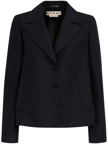 Single-Breasted Cotton Cropped Blazer