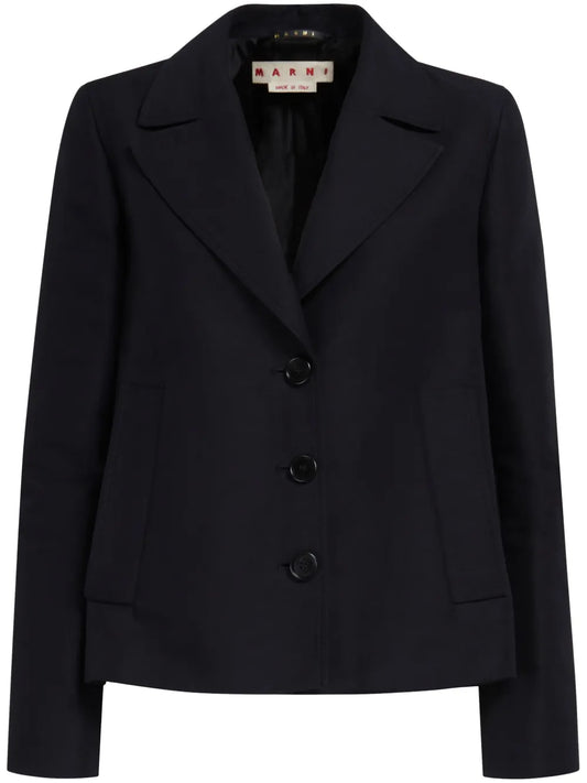 Single-Breasted Cotton Cropped Blazer