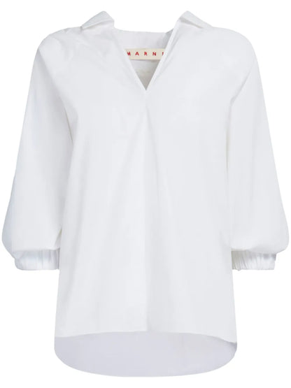V-Neck Cotton Blouse