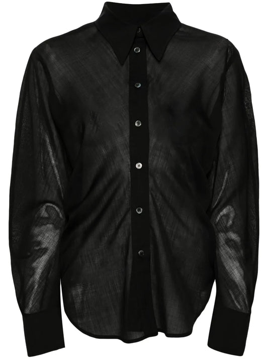 Semi-Sheer Wool Blend Shirt