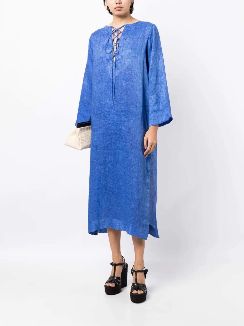 Lace-Front Linen Kaftan
