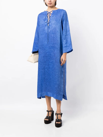 Lace-Front Linen Kaftan