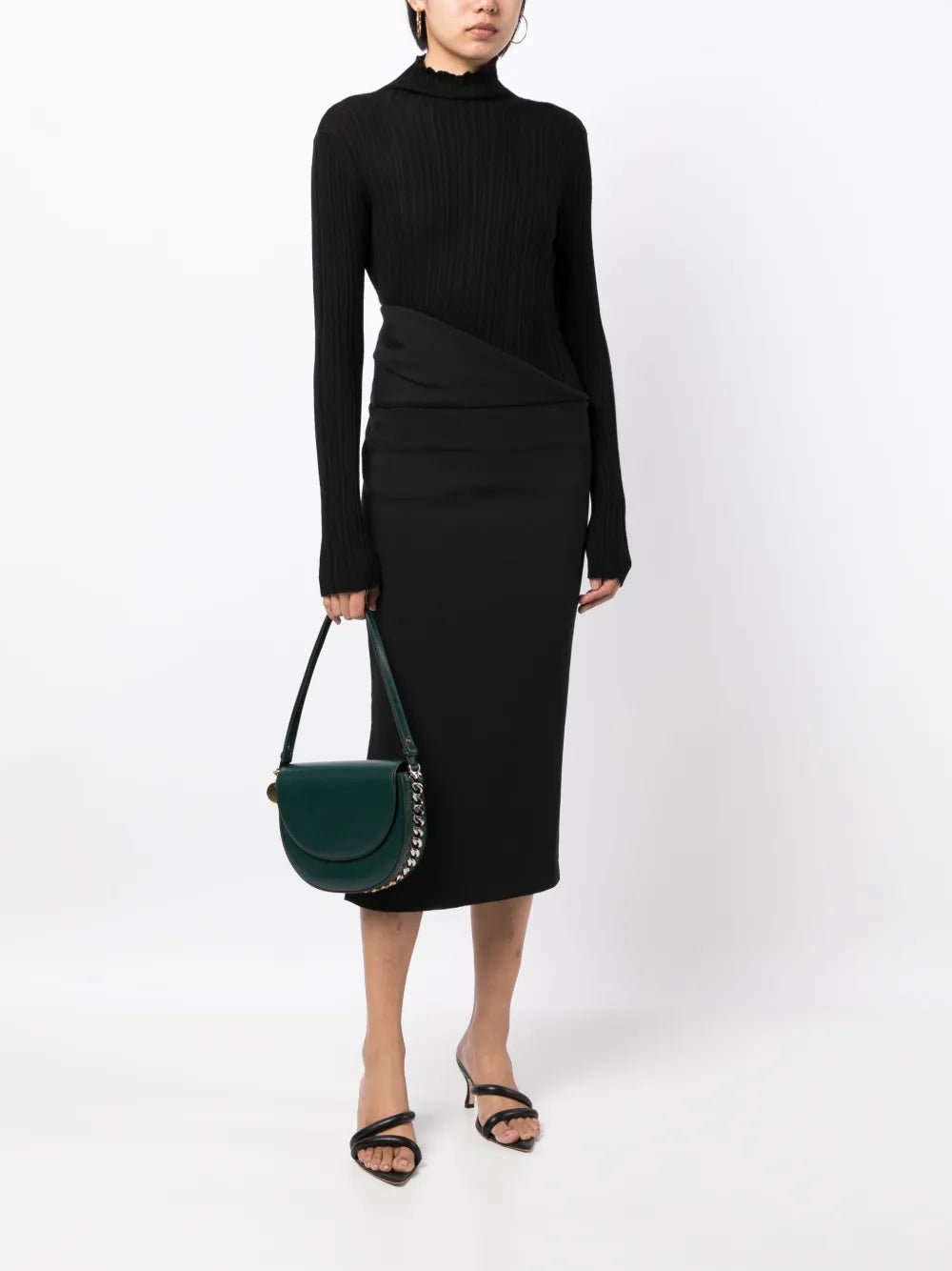 High-Neck Plissé Jumper