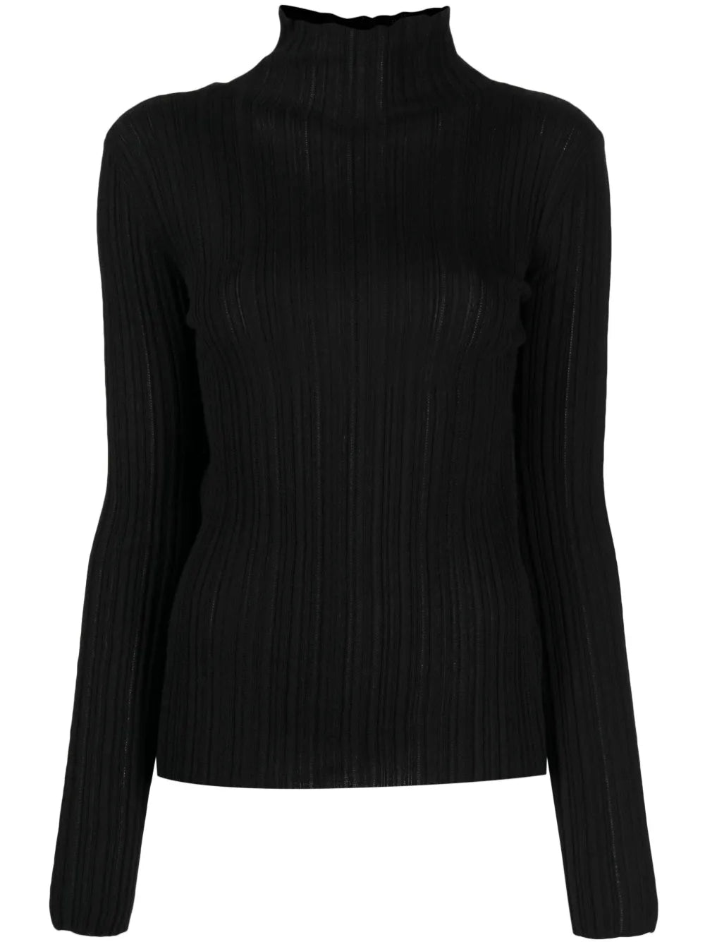 High-Neck Plissé Jumper