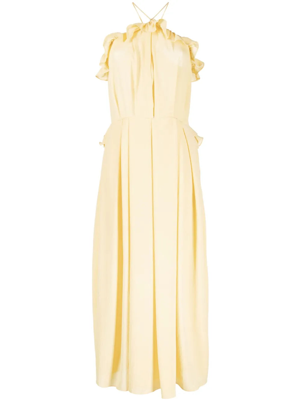 Halterneck Ruffled Midi Dress