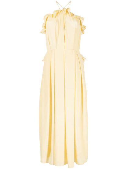 Halterneck Ruffled Midi Dress