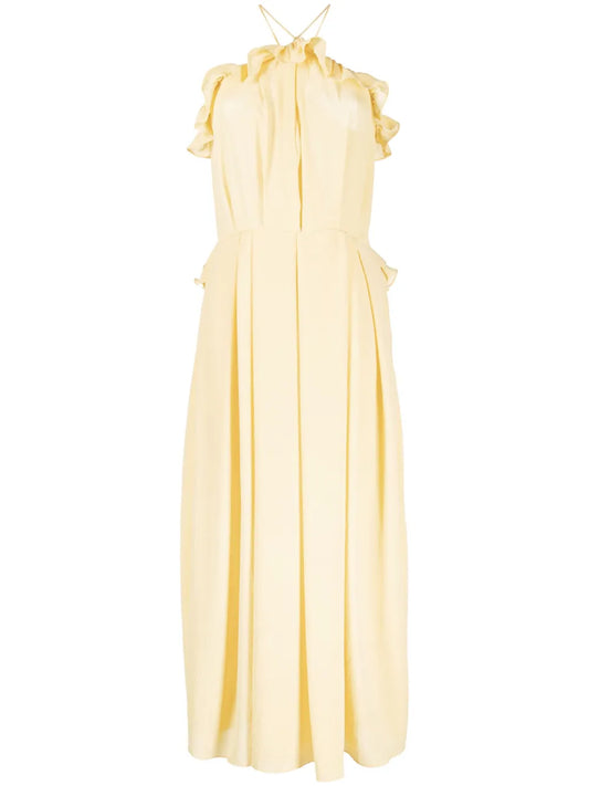 Halterneck Ruffled Midi Dress