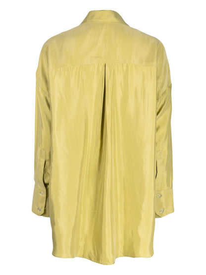 Spread-Collar Satin Shirt