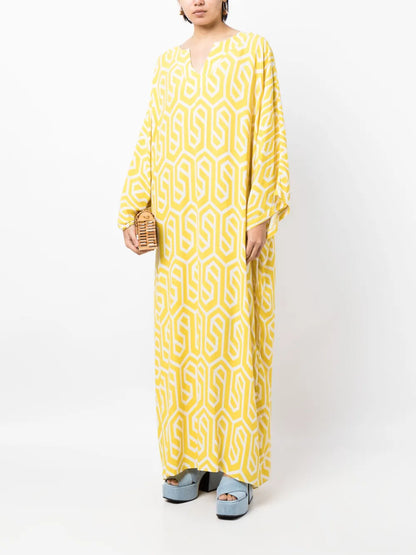 Geometric-Print Kaftan Dress