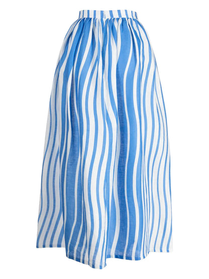 Sicily Striped Linen Midi Skirt