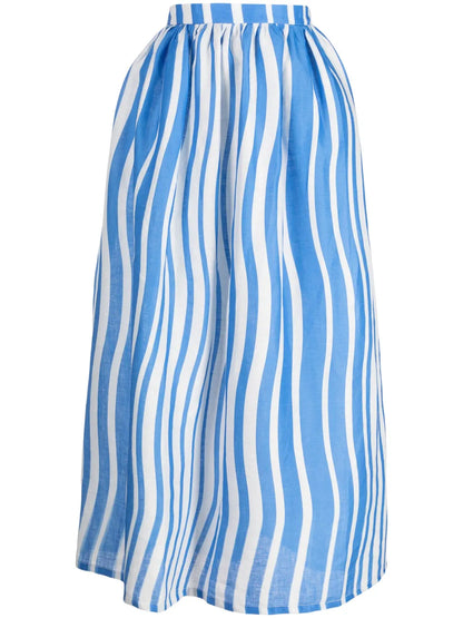 Sicily Striped Linen Midi Skirt