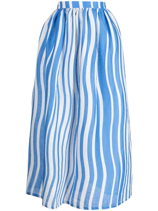 Sicily Striped Linen Midi Skirt