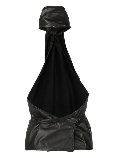 Halterneck Backless Leather Top