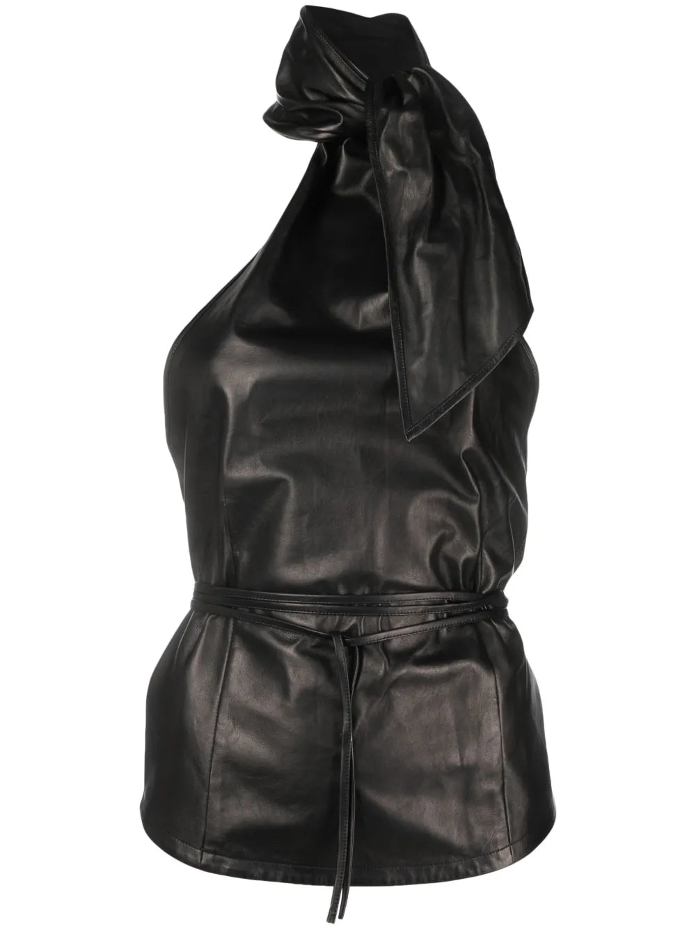 Halterneck Backless Leather Top