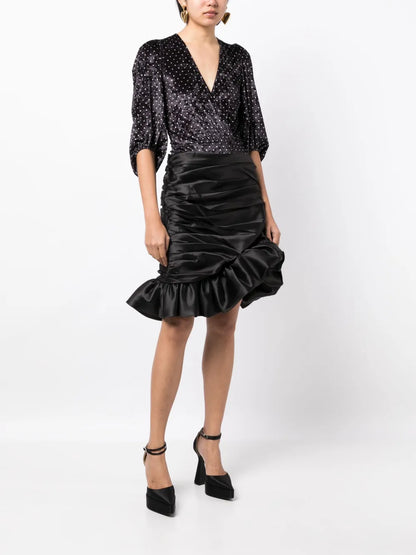 Ruffled Satin Skirt