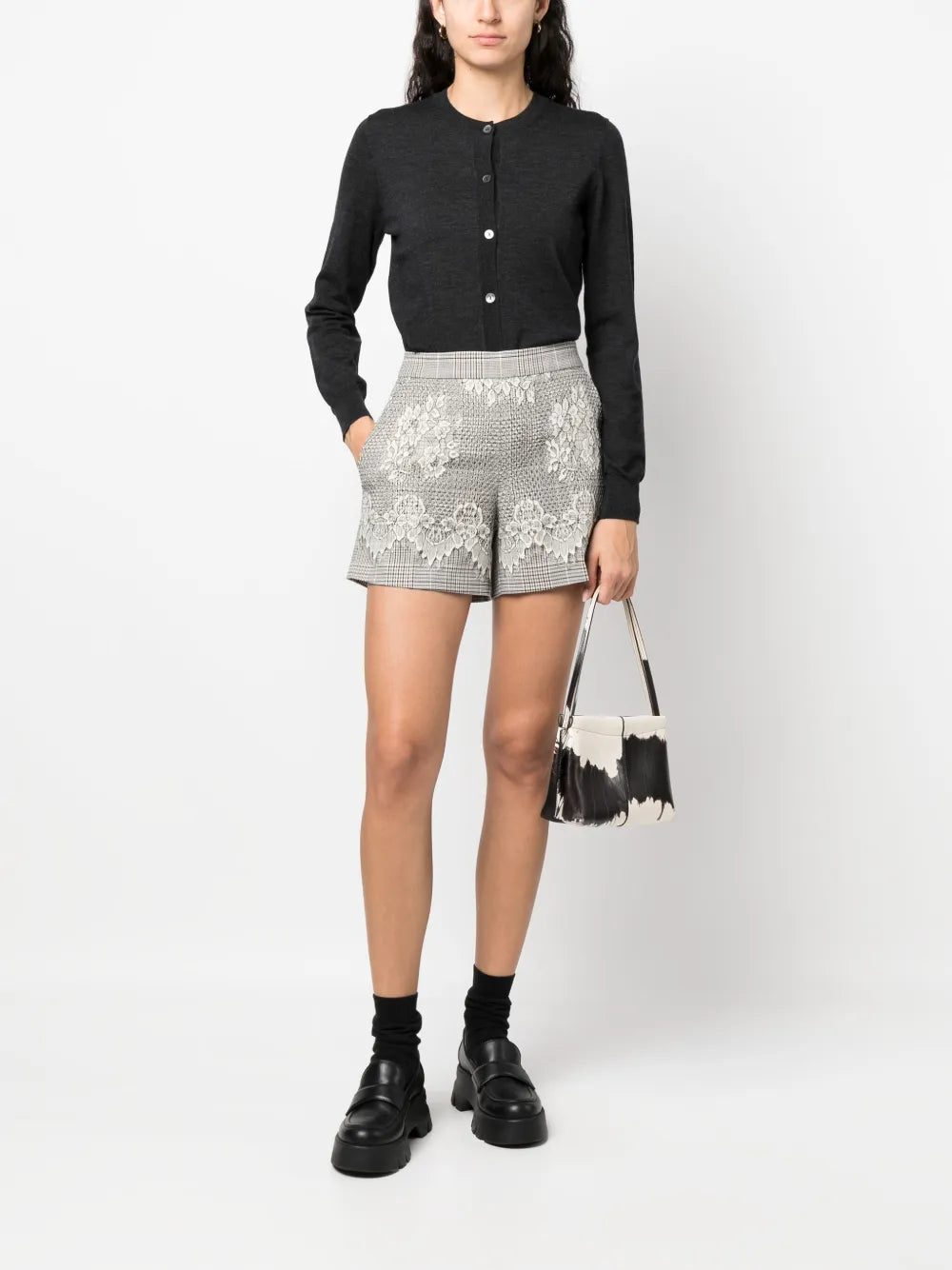 Glen Lace-Embellished Shorts