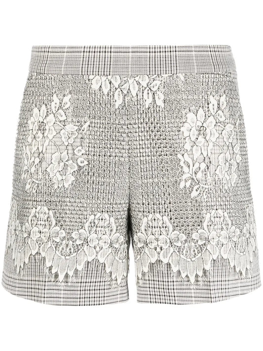 Glen Lace-Embellished Shorts