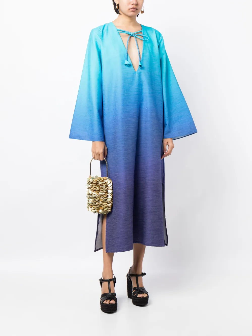 Mosa Gradient-Effect Linen Kaftan