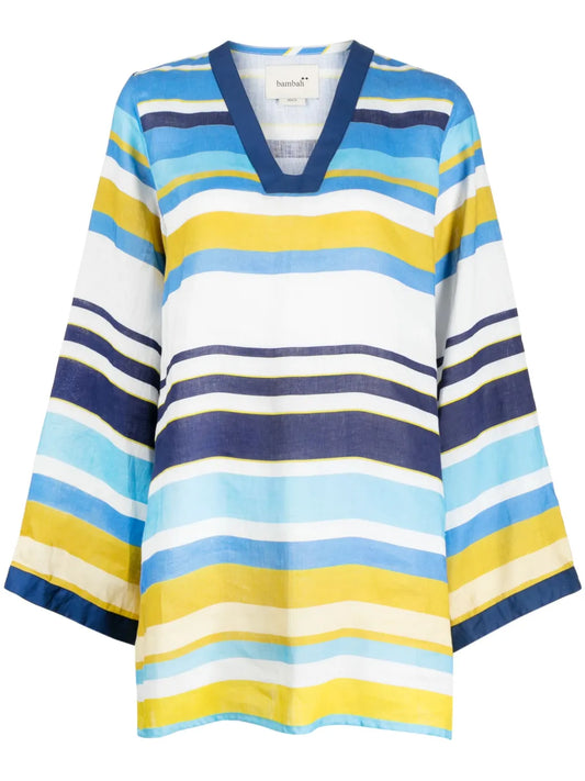 Rainbow V-Neck Linen Tunic
