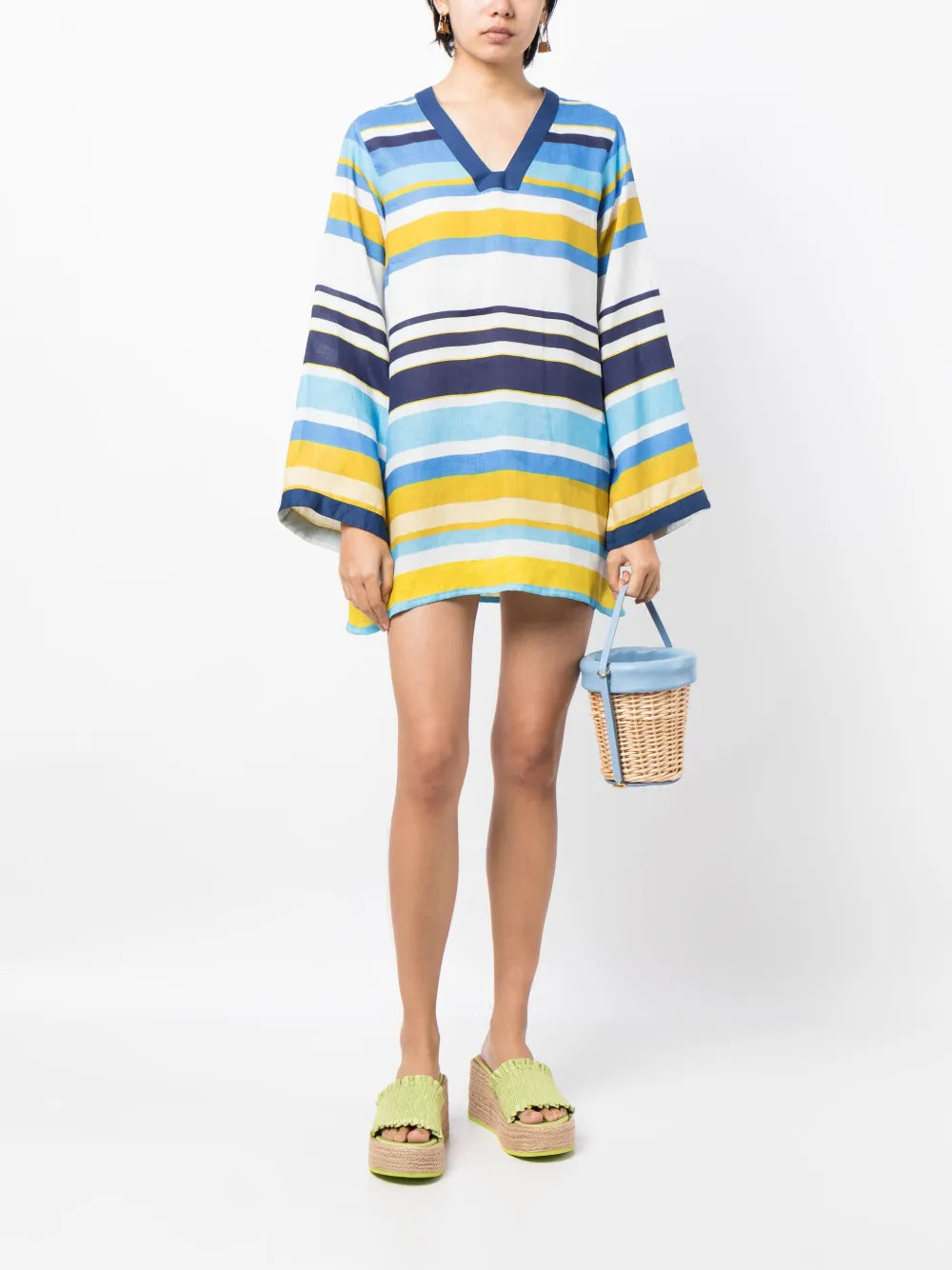 Rainbow V-Neck Linen Tunic